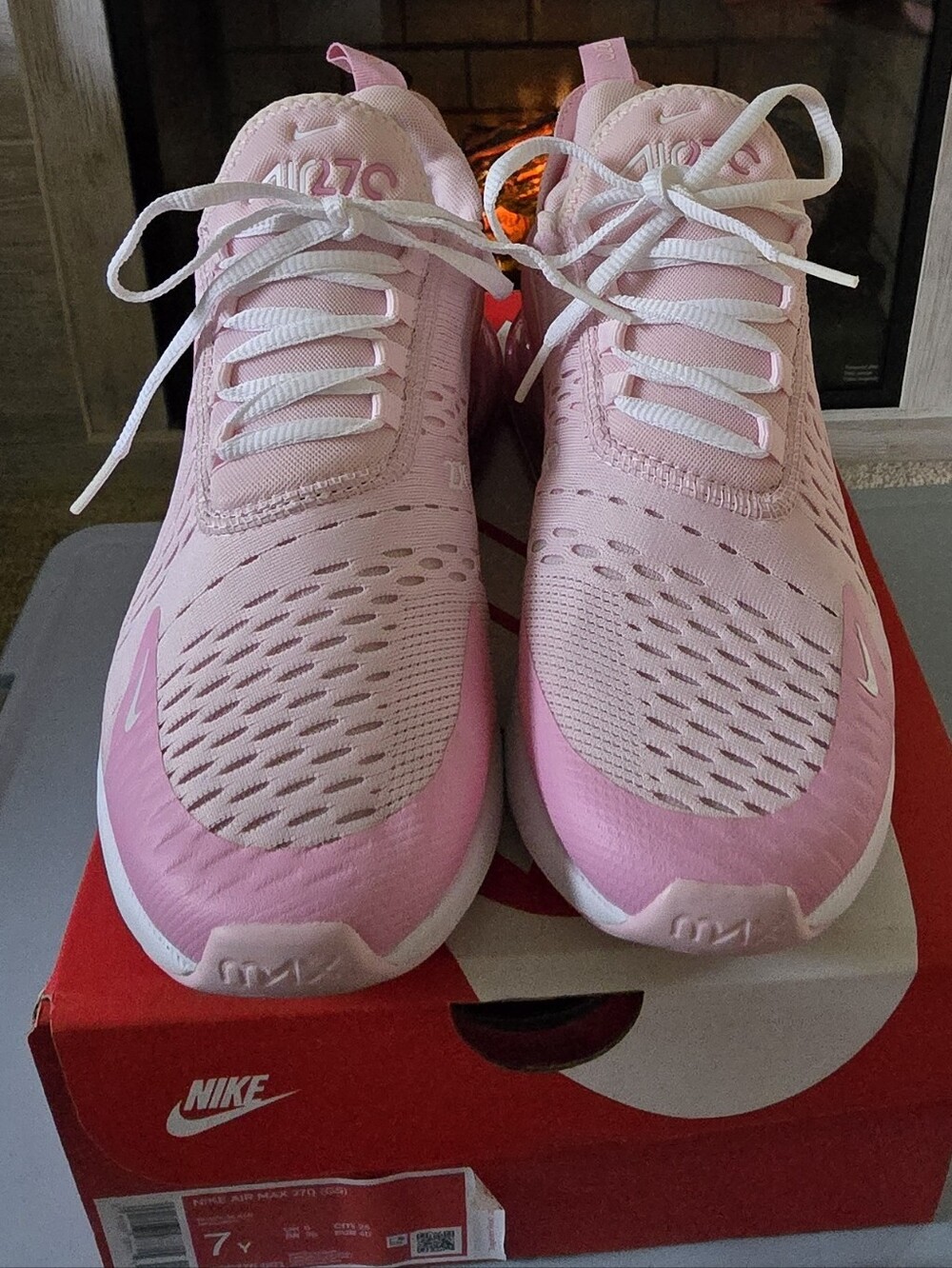 Nike Air Max 270 Youth Sneakers - Light Pink/White With Original Box